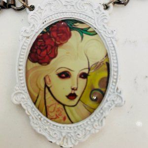 Whitney Lenox Club Pinup Girl Necklace Cameo
